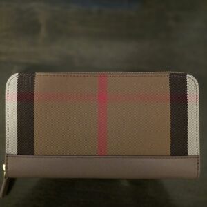 BURBERRY Plaid Zip-Around Wallet